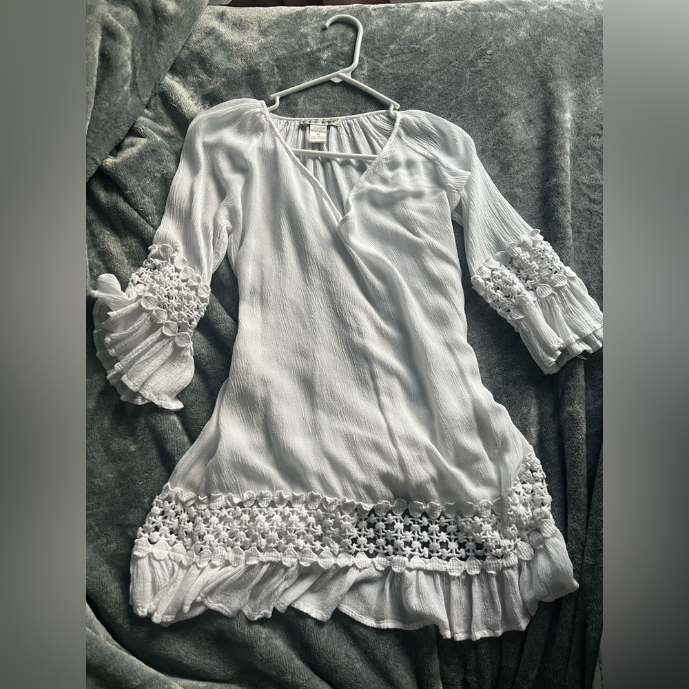 White sheer beach coverup